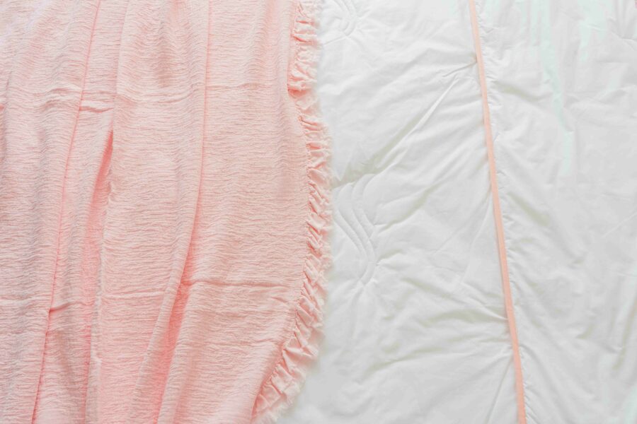 Colcha SALVA em 100% algodão e folho em algodão gaze rosa