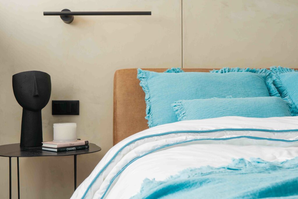 Tapa-pés SALVA em 100% algodão e folho em algodão gaze azul